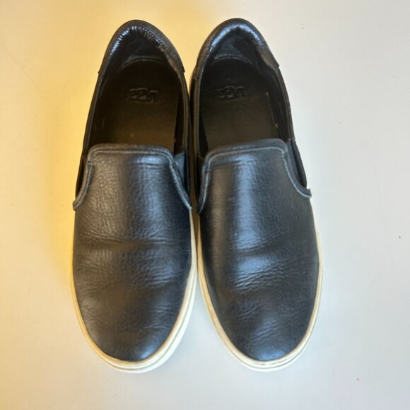 Black Leather Slip-On Sneakers - Picture 2 of 7